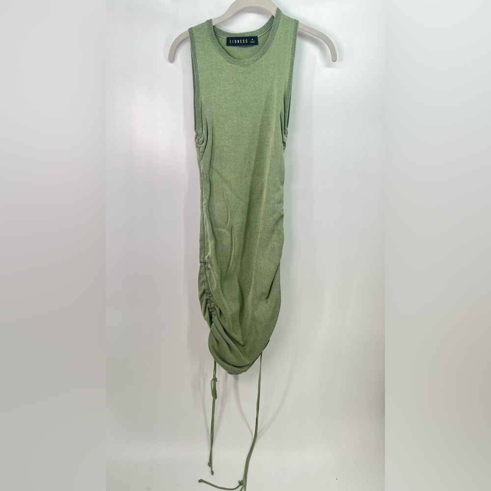 Lioness Sage Green Military Minds Ruched Sleeveless Mini Dress M Medium - Picture 7 of 11